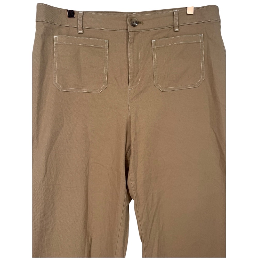 LOFT Womens Palmer Wide Leg Cropped Pants Tan Size 14P Neutral Preppy Casual - Picture 6 of 12